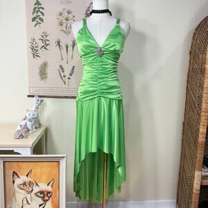 Vintage 90s Y2k Ruched Party Formal Dress Cyber Goth Trashy McBling Sexy Fairy S